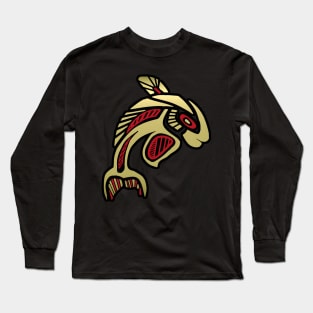 Orca Image in Gold and Black Design Long Sleeve T-Shirt